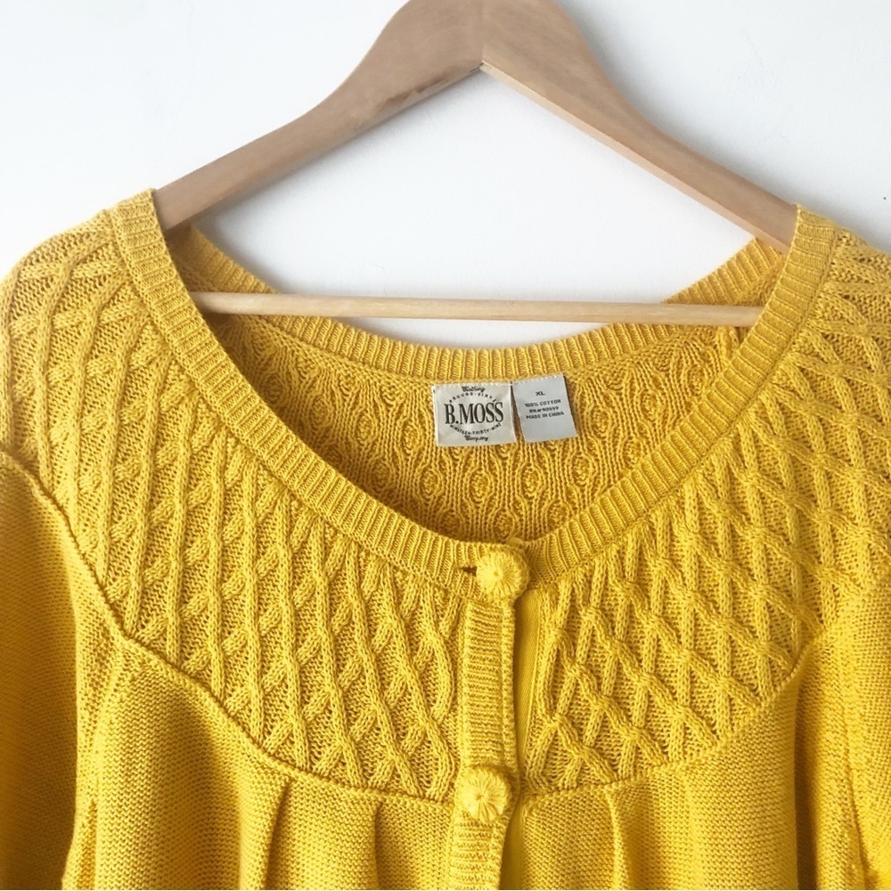 Vintage 90s Y2K B. Moss Marigold Yellow Two Button Cardigan 100% Cotton Size XL - Picture 6 of 10